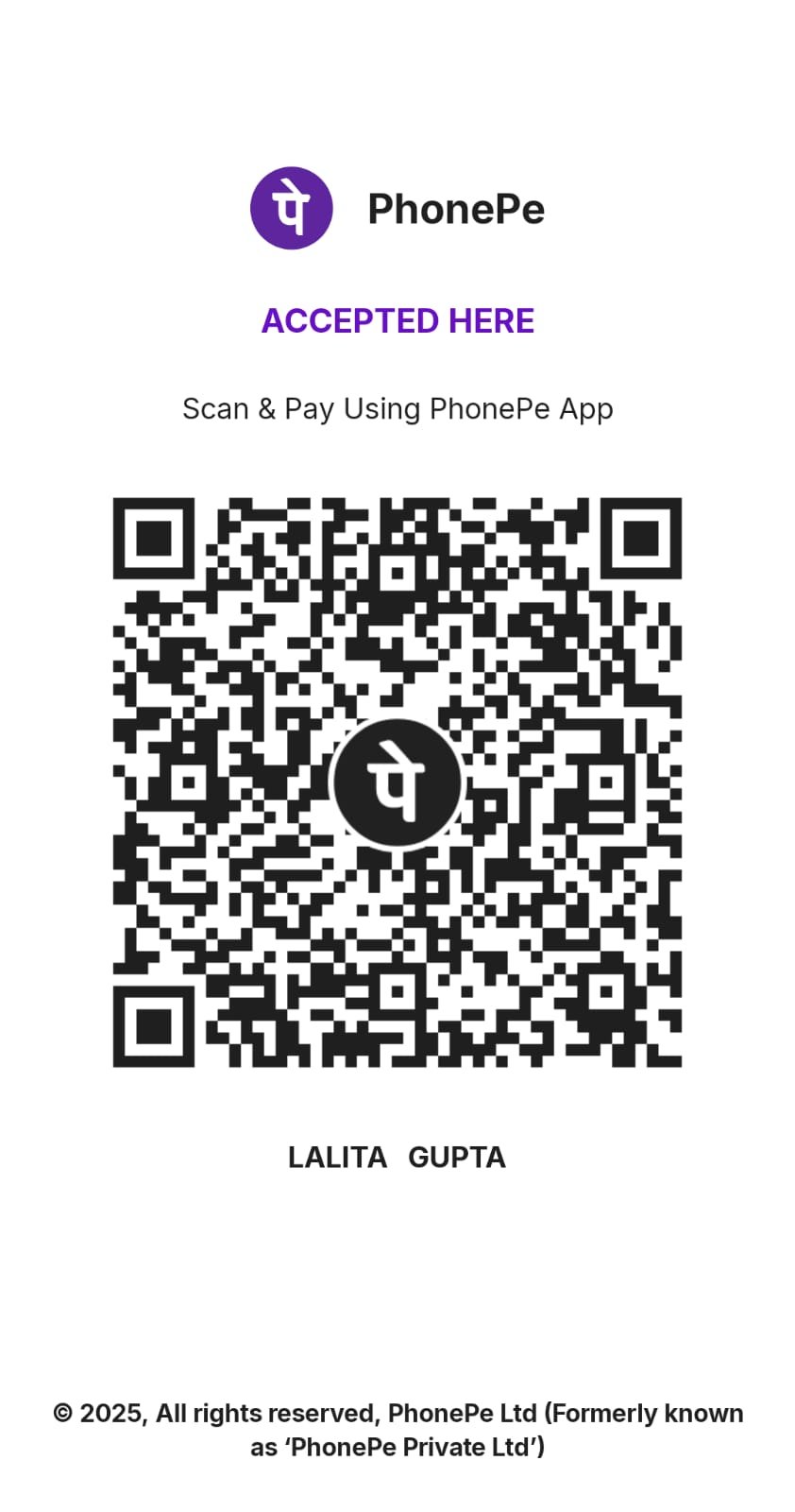QR Code for Payment